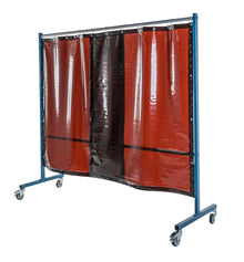Ecran mobile d'atelier 1 VOLET avec 2 rideaux suspendus épaisseur 0,4 mm - Bronze - DIN EN ISO 25980- hauteur 1950 mm x largeur 2100 mm -Monté sur 4 roulettes Ø 100 mm  dont 2 avec frein - [la pièce]
