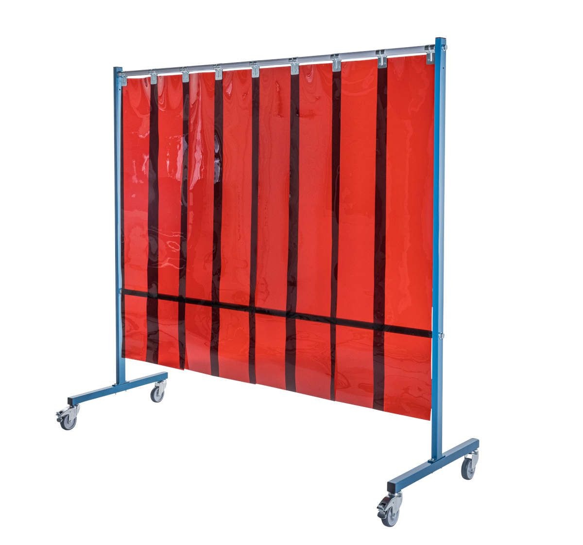 Ecran mobile d'atelier 1 VOLET avec Lanières suspendues 300 x 2 mm - Bronze - DIN EN ISO 25980- hauteur 1950 mm x largeur 2100 mm -Monté sur 4 roulettes Ø 100 mm  dont 2 avec frein - [la pièce]