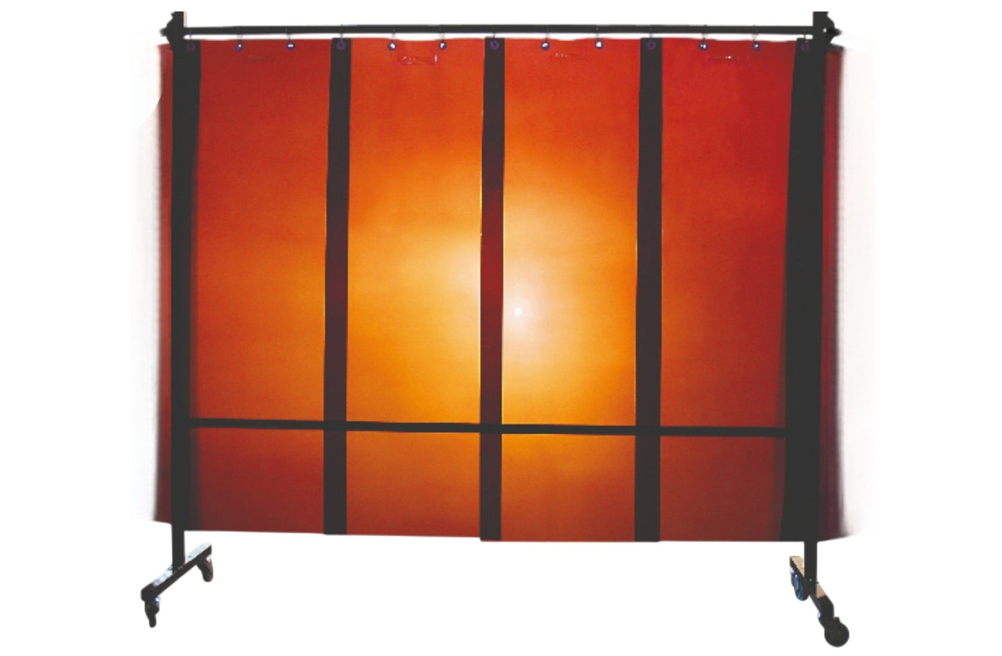 Ecran mobile d'atelier 1 VOLET avec Lanières suspendues épaisseur 1,0 mm - Bronze - DIN EN ISO 25980- hauteur 1950 mm x largeur 2100 mm -Monté sur 4 roulettes Ø 100 mm  dont 2 avec frein - [la pièce]