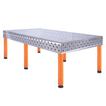 Table de soudage 2400 x 1200 x 200mm avec 6 pieds à roulettes de 550mm - FONTE EN-GIL-300, Epaisseur plateau 25mm, système d28 - [la pièce]