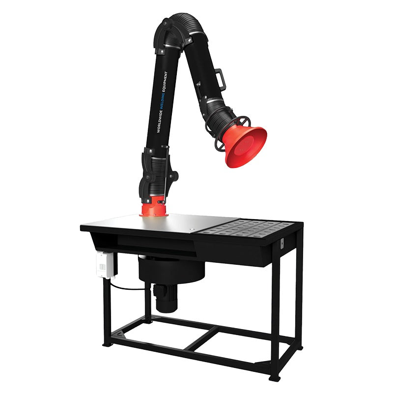 Table de soudage avec extraction de fumées - débit 1000 m³/h, bras d'aspiration 2m, capacité 100kg, alimentation 380v - [la pièce]