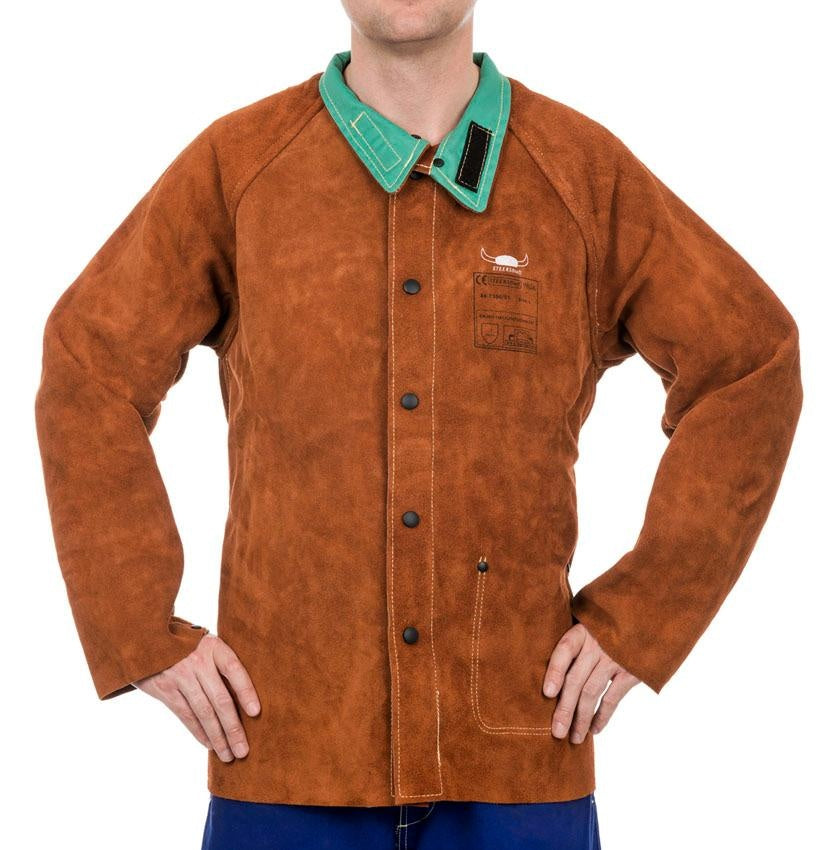 Veste soudeur cuir croute bovin fermeture velcro+pression taille M - [la pièce]