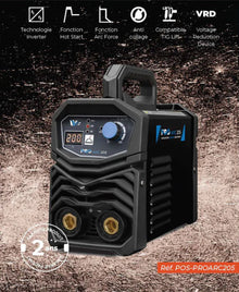 Poste PROARC 205 MMA - 200A à 60 % - 230V, Porte-Electrode 3m, Pince de masse 3m.